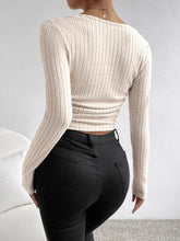 EZwear Square Neck Ruched Side Crop Tee